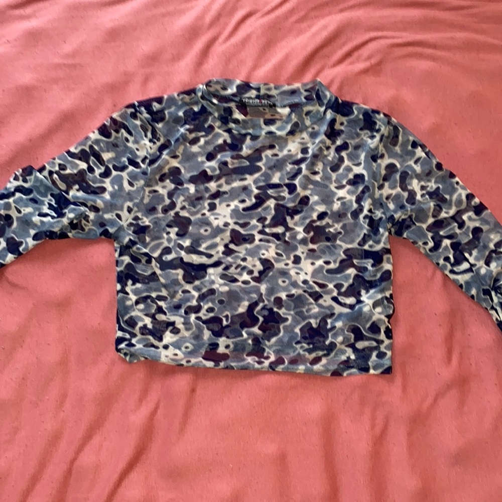 BLUE SPOT MESH CROP